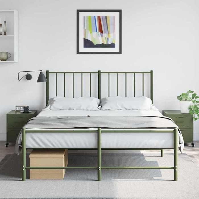 VidaXL Bedside Tables 2 Pcs Olive Green 36x39x43.5 Cm Steel, Cabinet, Bedroom Furniture, Phone Holder, 846635