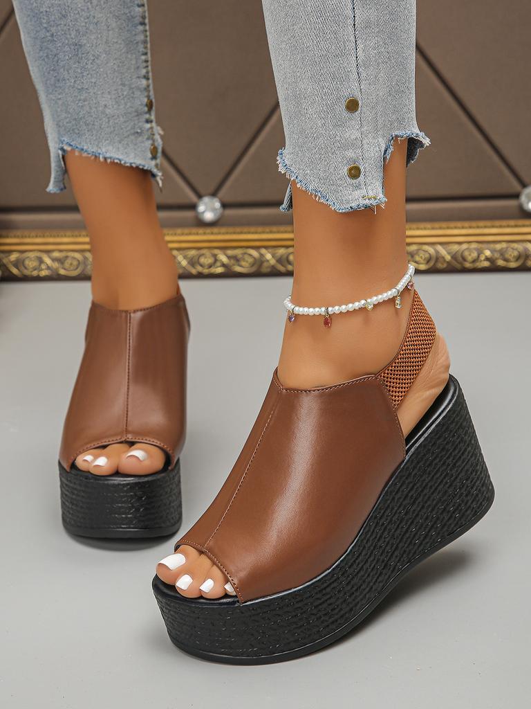 Slope heel cool slippers women's summer new thick bottom one word beach women's muffin bottom slippers women