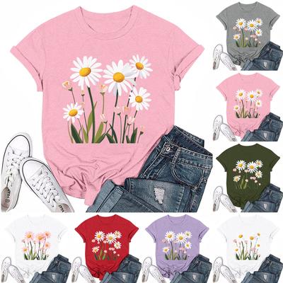 Women's Fashion Casual Printed Round Neck Short Sleeved T-Shirt Top T-Shirt Top Top