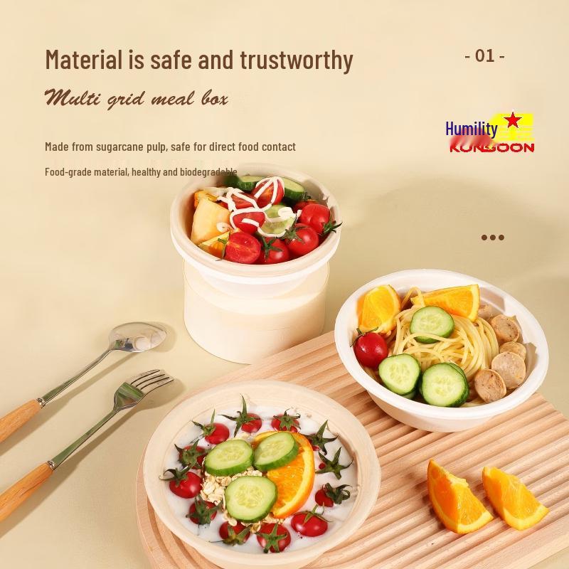 Qianxing 350ml Biodegradable Round Bowls (100-Pack)