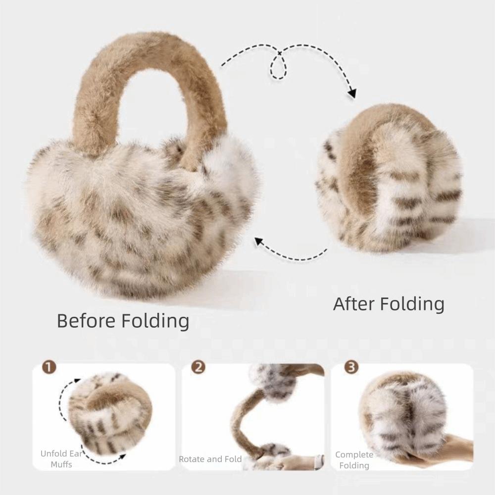 Winter Warm Foldable Earmuffs Cold Protection Leopard Print Soft Earflaps Antifreeze Thickened Faux Fur Ear-Muffs