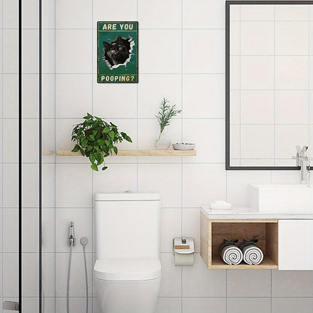 Are You Pooping Signs Funny Black Cat Sign for Bathroom Wall Decor, Vintage Cat Gift 8 X 12 Inch