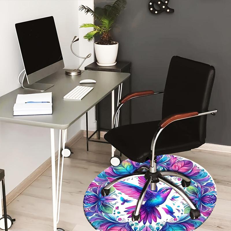 

1pc Office Carpet Chair Mats Hummingbird Floral Mandala Artwork Perfect for Decorating Office Chairs, Living Rooms, Or Bedrooms.YDT014 80cm by 80cm