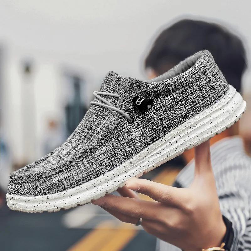 Men's Lightweight Comfy Slip-On Casual Shoes, Breathable Non-Slip Canvas Shoes, Spring And Summer
