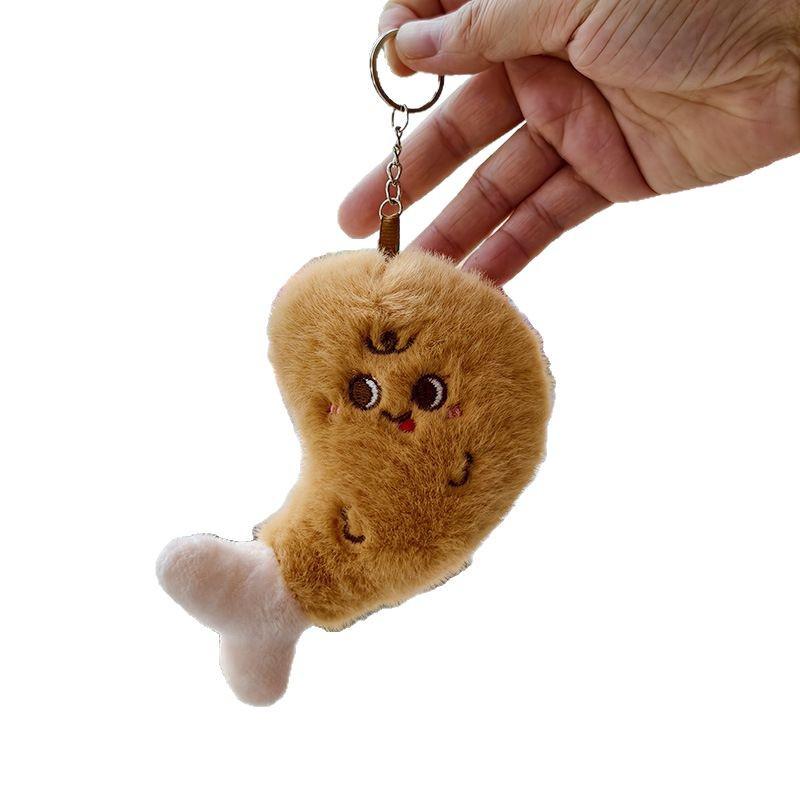 Adorable Hamburger Plush Pendant Doll Keychain with Chicken Leg Decoration