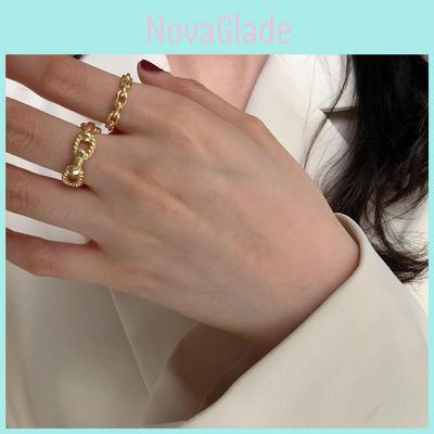 Trendy Korean Style Silver Ring Featuring Adjustable Chain Design In 925 Sterling Silver