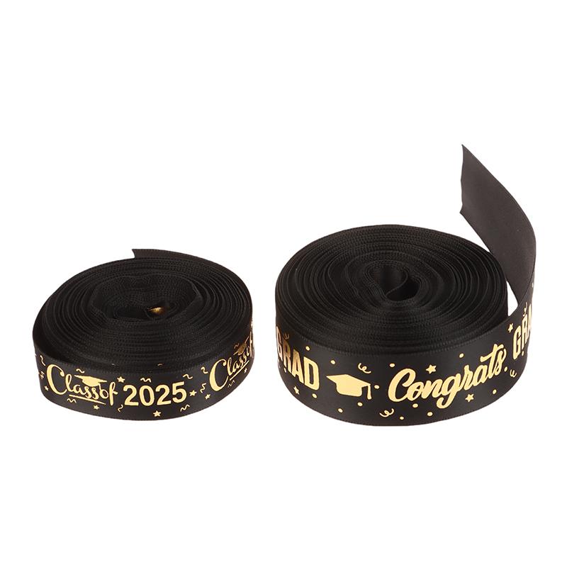 10Yard/Lot 2025 Graduation Satin Ribbon Bronzing Congrats On Congratulations Congrats Grad Decorative Ribbon Gift Wrapping