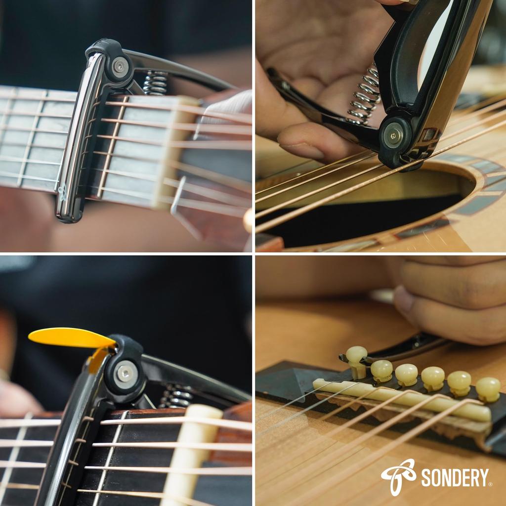 Capo Tast Guitar String Cutting Bridge Pin Puller 4 in 1 Acoustic Guitar Electric 6 Strings Acoustic Guitar Capo 5 guitar plectrums and pouch included