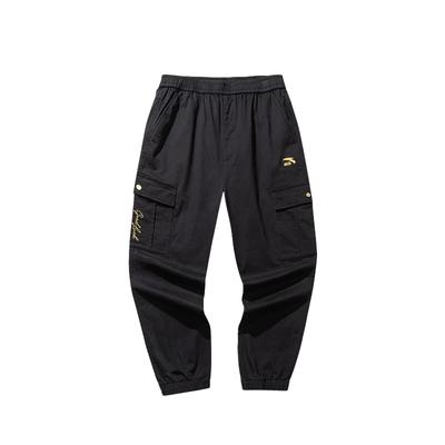 Good Things Happen Series Logo Print Work Straight Leg Casual Pants Men Pants Basic-Black 152518501-2