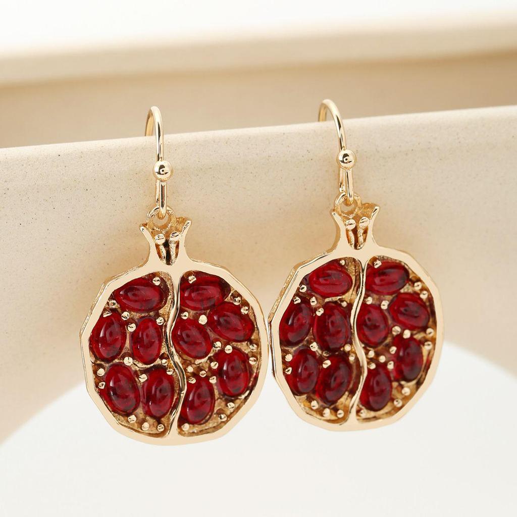 Bohemian Red Pomegranate Seed Women's Earrings - European & American Style