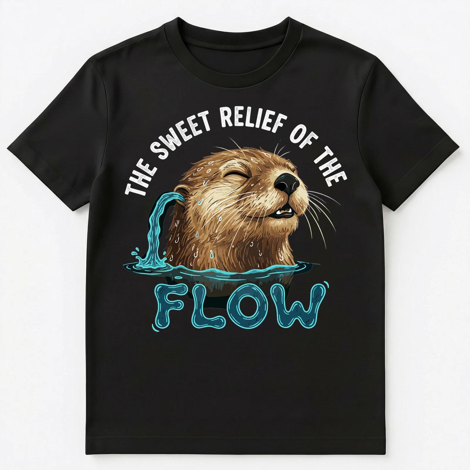 Otter Lover Blissful Water In Ear Funny Animal Pun Unisex T-Shirt 2XL