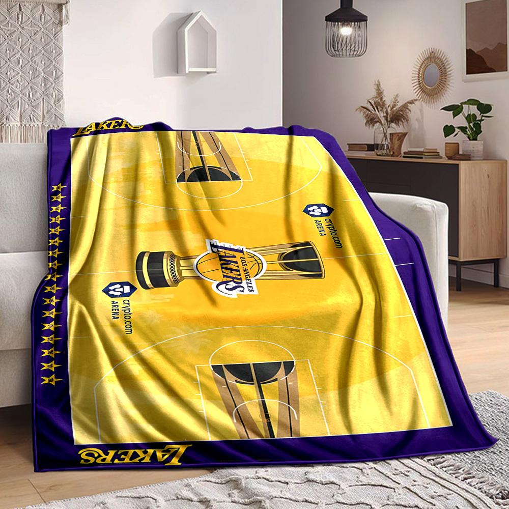 1pz Coperta in Flanella Basket Lakers, Morbida e Delicata sulla Pelle con Stampa Digitale, Varie Misure Disponibili per Famiglia, Amici, Compleanno