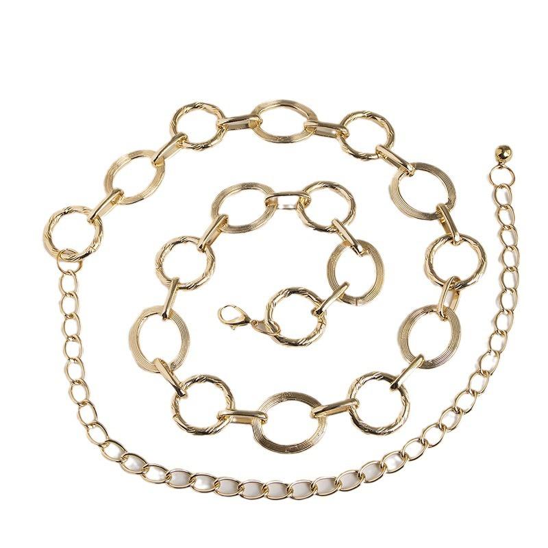 New Women's Circle Fashionable, Versatile Simple Metal Young Sweet Adjustable Gold Silver Waist Chain