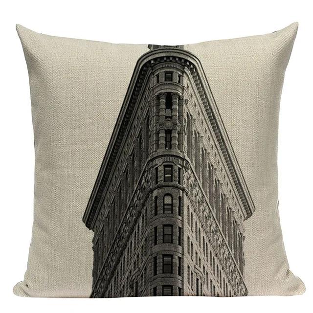 Black White Plant Building Flower Geometric Decorative Throw Pillows Case Polyester Sofa Cushion Cover For Home Decor