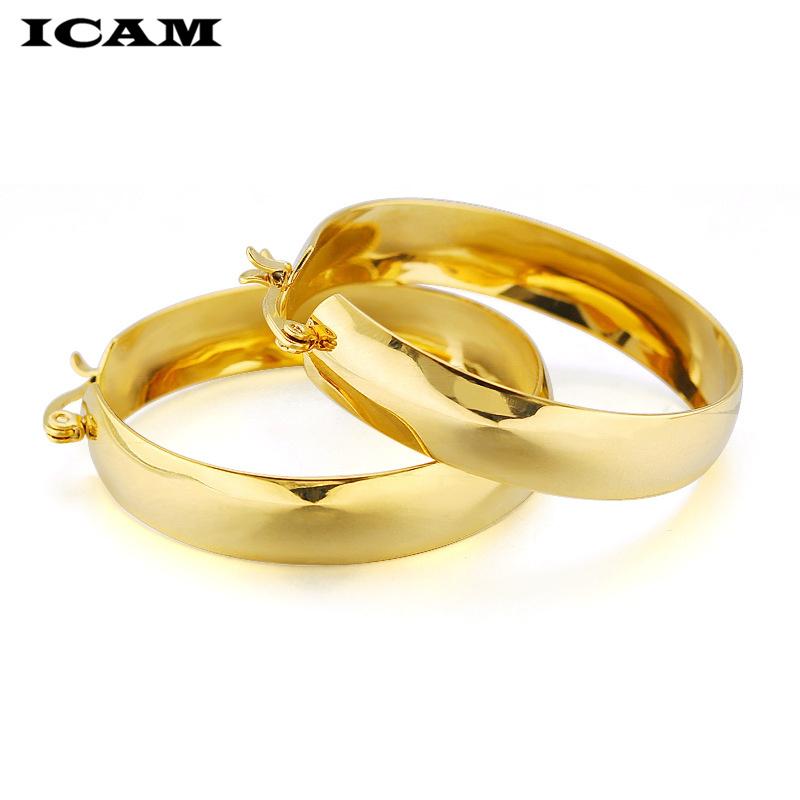 

Gold Color Circle Oversize Earring Set for Women Vintage Wide Statement Hoop Earring Ladies Jewelry Wholesale 2019 30mm золотий