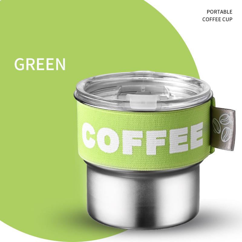 350ML Coffee Cup with Lid Stainless Steel Insulated Breakfast Milk Mug Drinkware Heat-Resistant Metal Tumbler Portable Water Cup