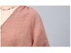 Women's Summer 2025 V-Neck Embroidered Ramie Blouse - Elegant Seven-Sleeve Design for Middle-Aged Ladies