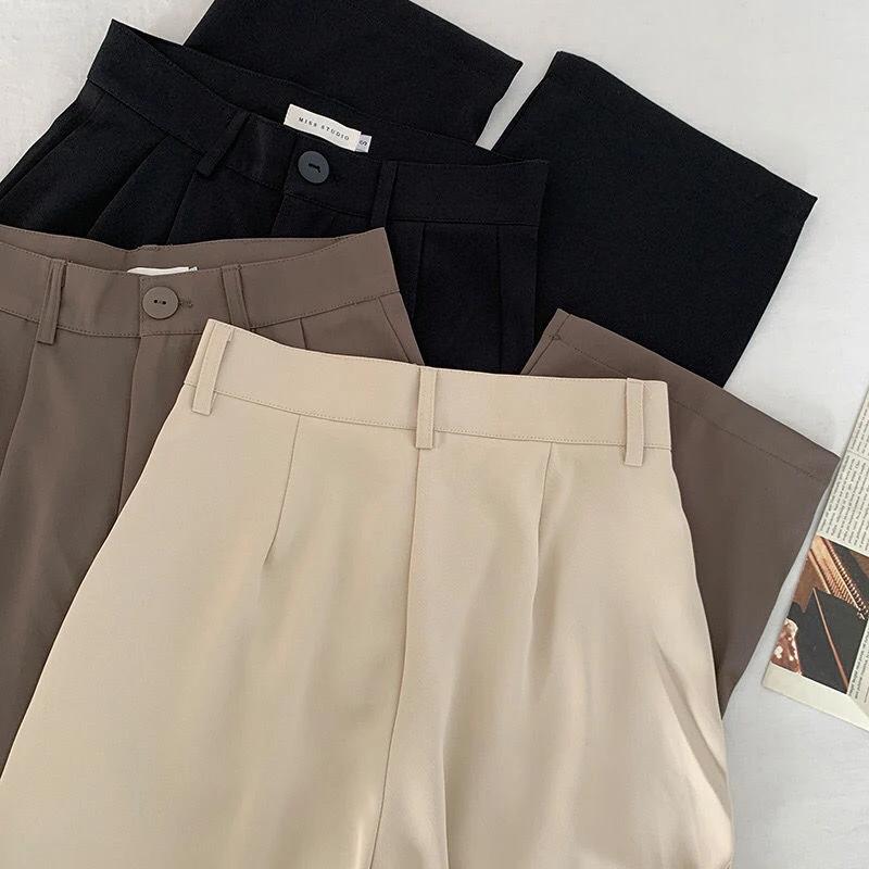 FiveFive High Waist Women Suit Pants Fall Straight Office Ladies Korean Fashion Trousers Casual Button Loose Female Pants