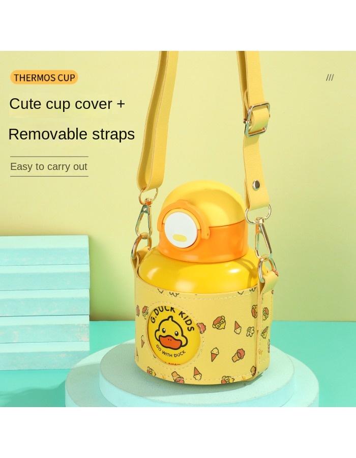 Cartoon Children's Thermos Mug 316 Stainless Steel Vacuum Student Bounce Cup with Straw
