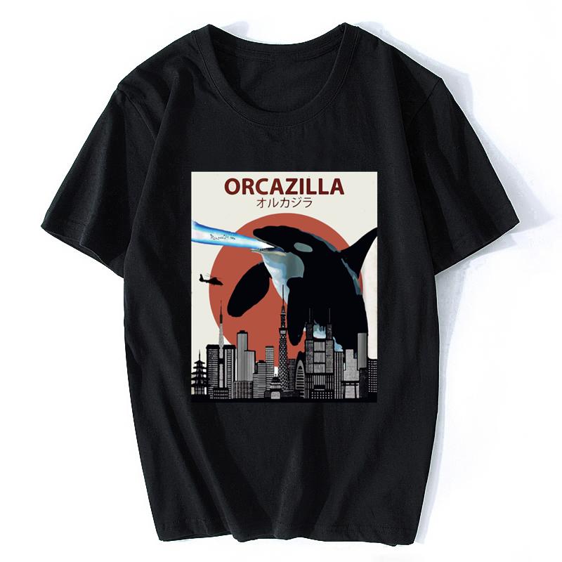 Hot Sale Fashion Cotton Tshirt Orcazilla Funny Killer Whale Tshirt Orca Lovers Gift Men Oneck Funny Tee Shirt