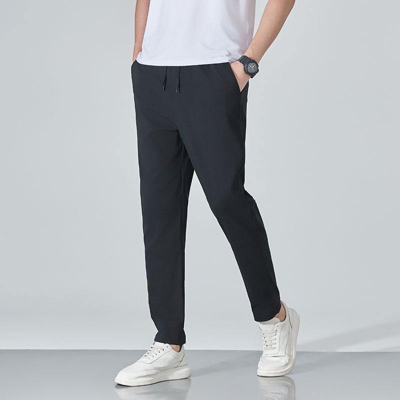 Men's Ice Silk Breathable Straight Leg Pants for Summer High Elasticity Sporty Loose and Casual Men's Pants