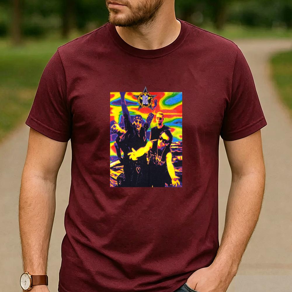 Vintage U2 Band Live Concert Photo Graphic T Shirt Unisex Cotton Short Sleeve Rock Music Fans Casual Tee Festival Merch