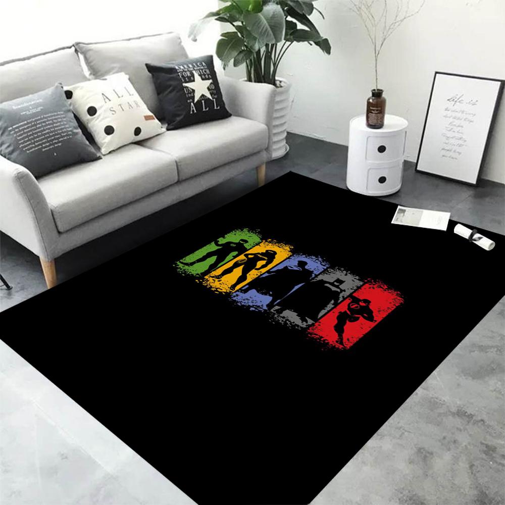 3D HD Printing Neon Graffiti Printed Carpet Non-Slip Rug Black Home Decor Rug Carpet for Living Room Bedroom Dining Office Gift