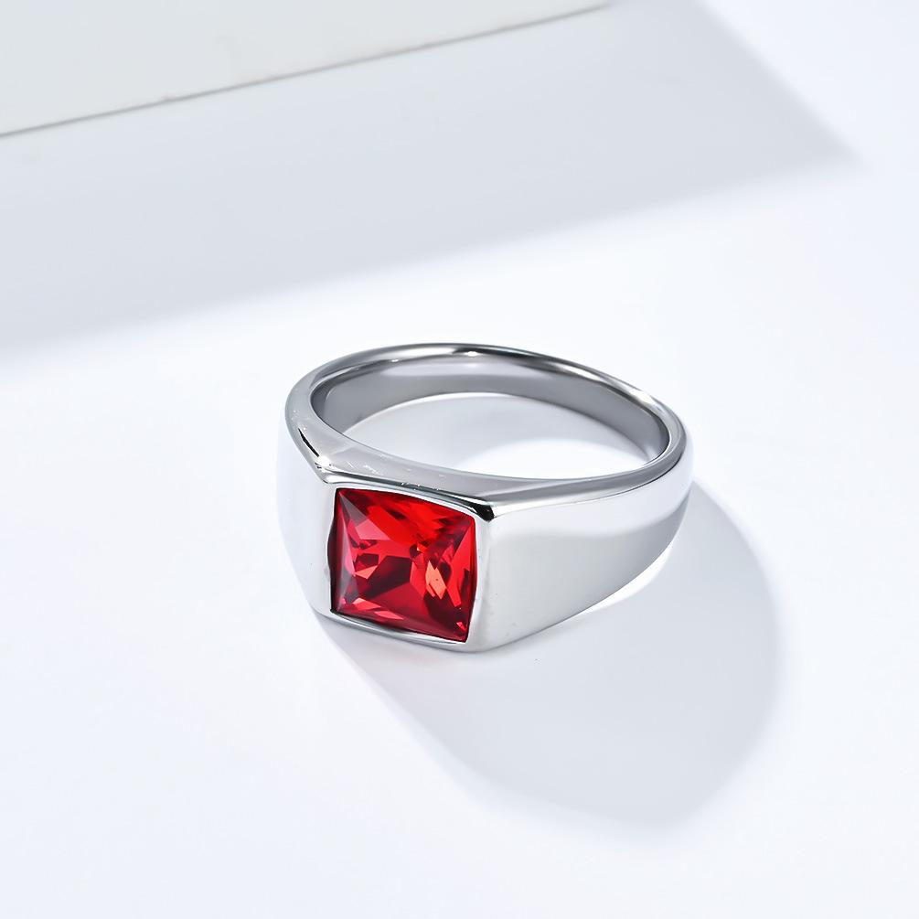 

Мужское обручальное кольцо с огранкой «бриллиант», с драгоценным камнем из стекла, из нержавеющей стали, геометрическое, современное, мужественное украшение для него 8#