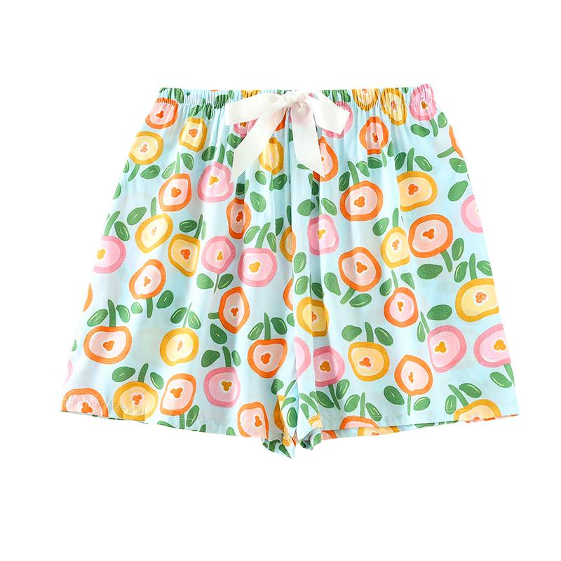 

1 шт. Пижама 2025 Лето Большой размер Женская и Девочки Милый Цветочный принт Свободная одежда для сна Шорты Пижама