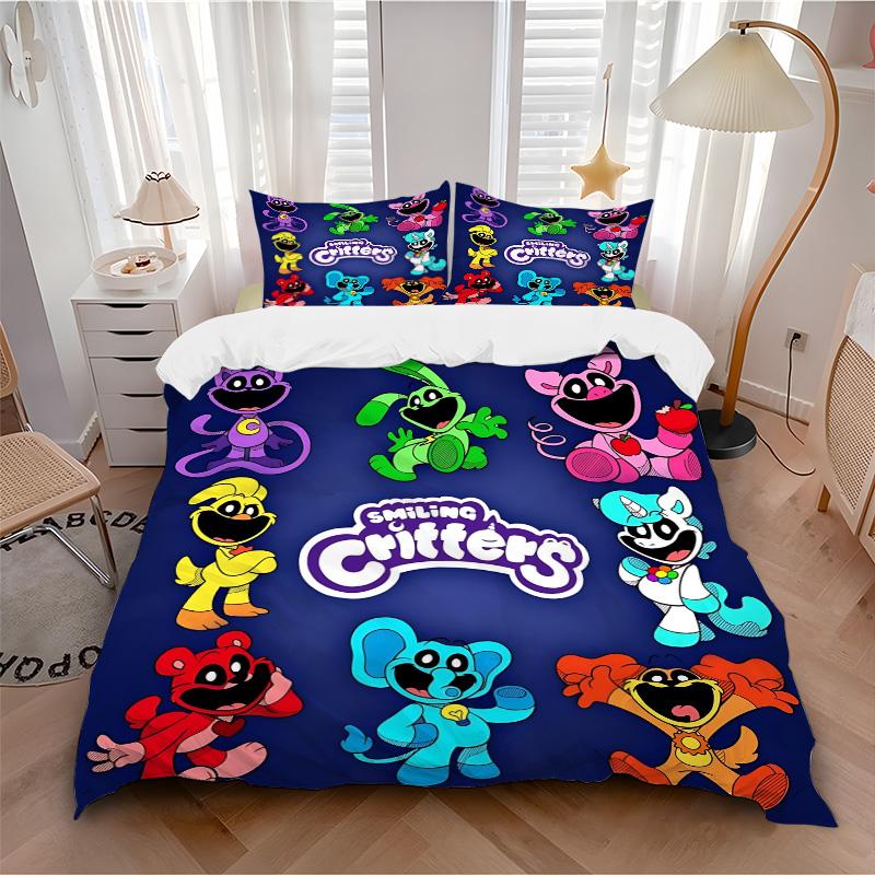 Happy Critter Friends Print 3Pcs Bedding Setduvet Cover With 2 Bedropillowcase Home Birthday Gift