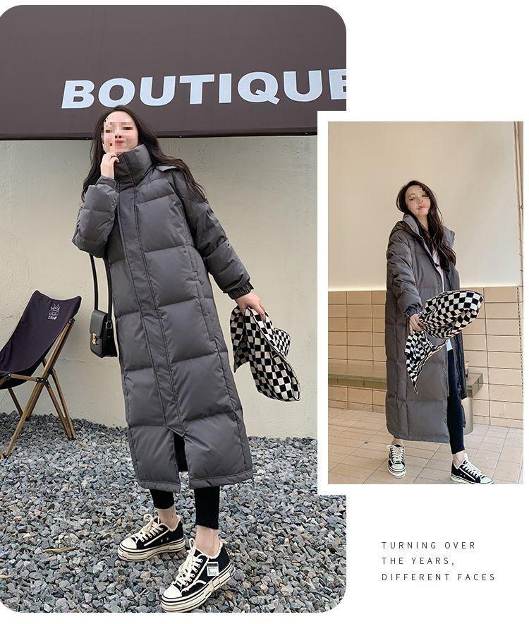 Women's 2025 Winter Super Long Over-the-Knee White Duck Down Jacket - Thick, Loose, Couple's Style, Central Academy of Drama Inspired.