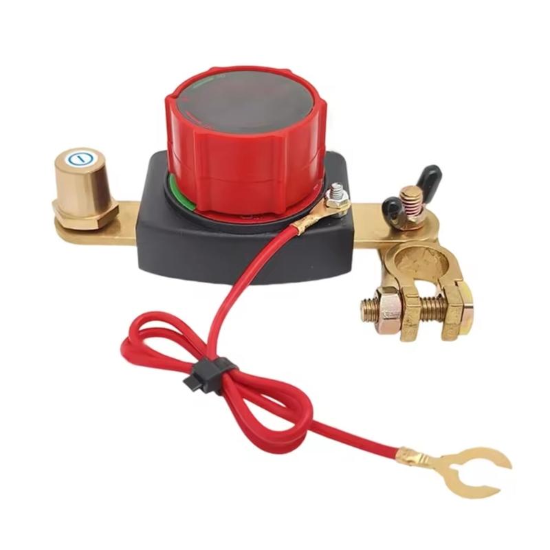 Top Post Battery Disconnect Switches with Voltmeter 5-60V Battery Cut Switches for Automotive Marine & Applications