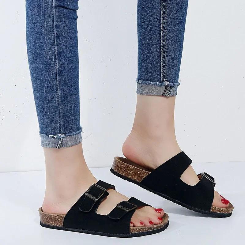 Fashion 2024 Fashion Outdoor Multicolor Cork Sandals Women Flip Flops Unisex Mixed Color Slippers Shoes Women Beach Sandals Size 42 43