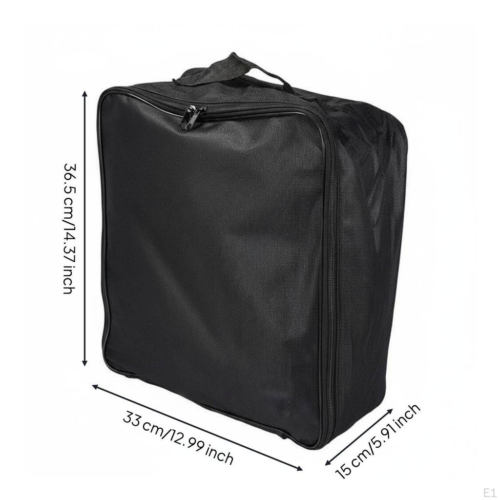 Woven Textile Storage Bag Structured Zippered Black Carry Case