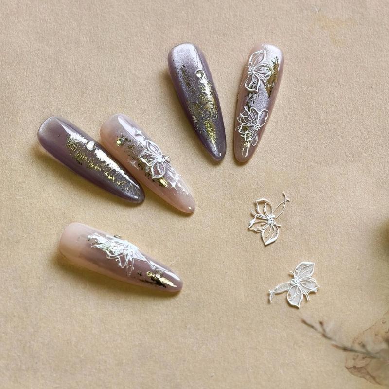 Silicone Nail Art Mold Accessory Mold Nail Decorative Mold Butterfly Shape Silicone Texture for Various Nail Types