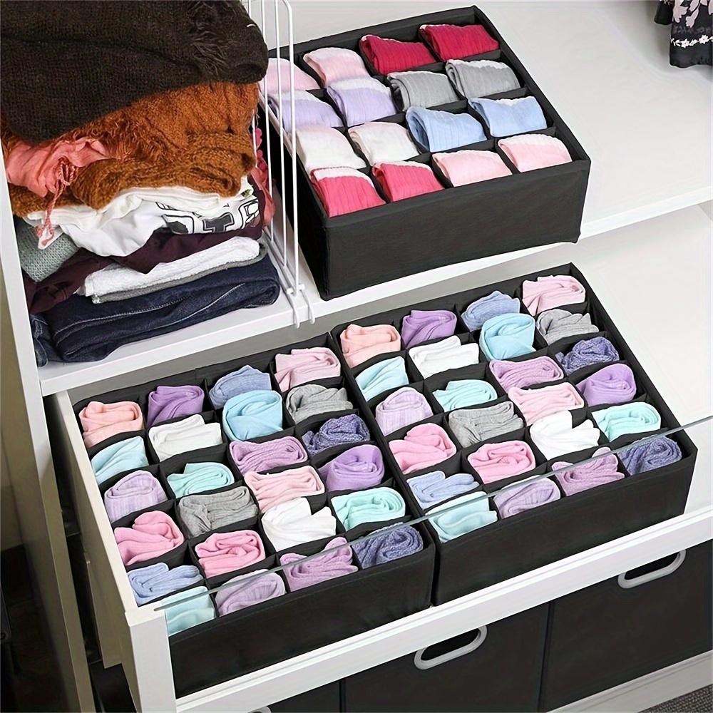 24-Fächer Faltbarer Organizer für Socken, Unterwäsche, Krawatten, Accessoires - Faltbarer, Schimmelresistenter Stoff Aufbewahrungsbox Einteiler