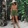 Summer Women's Shorts Cotton Linen Ruffle Fashion Wide Leg Shorts Draped Casual Pants
