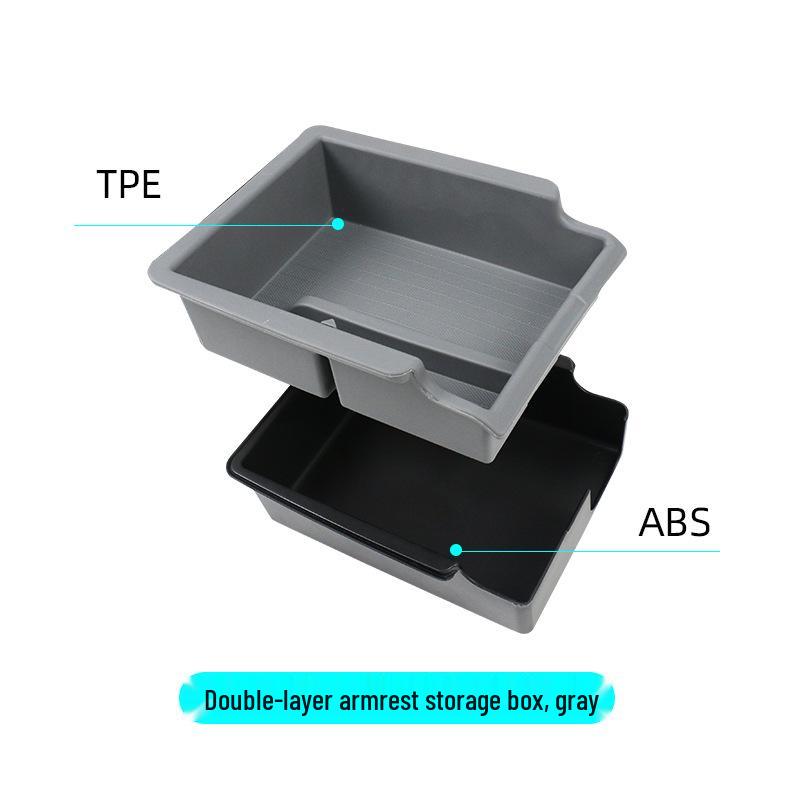 Eco-Friendly Double-Layer Armrest Storage Box for Tesla Model Y Center Console
