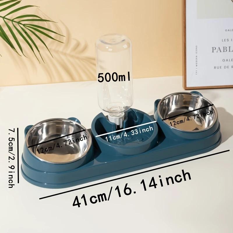 Pet Feeder Food and Water Bowls Cat Double Bowls Anti-overturning Neck Protection Dog Automatic Food Bowl Water Dispenser