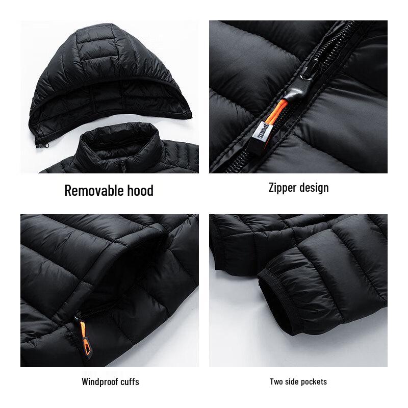 JEANSWEST Men's Winter Padded Jacket with Detachable Hood
