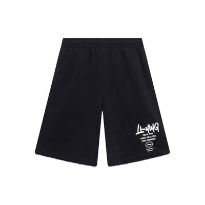 Breathable Loose Fit Elastic Printed Letter Knit Casual Shorts Men Shorts Black AKSU685-2