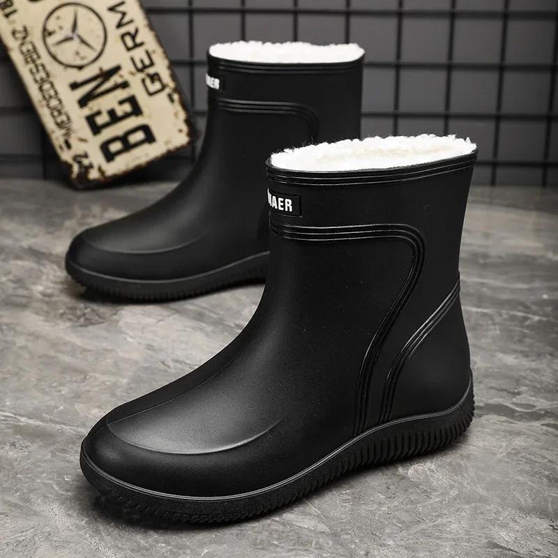 

Модные мужские резиновые сапоги, зимние хлопковые теплые рабочие ботинки, мужские износостойкие резиновые сапоги для работы на открытом воздухе, водонепроницаемые сапоги для рыбалки 44 чёрный