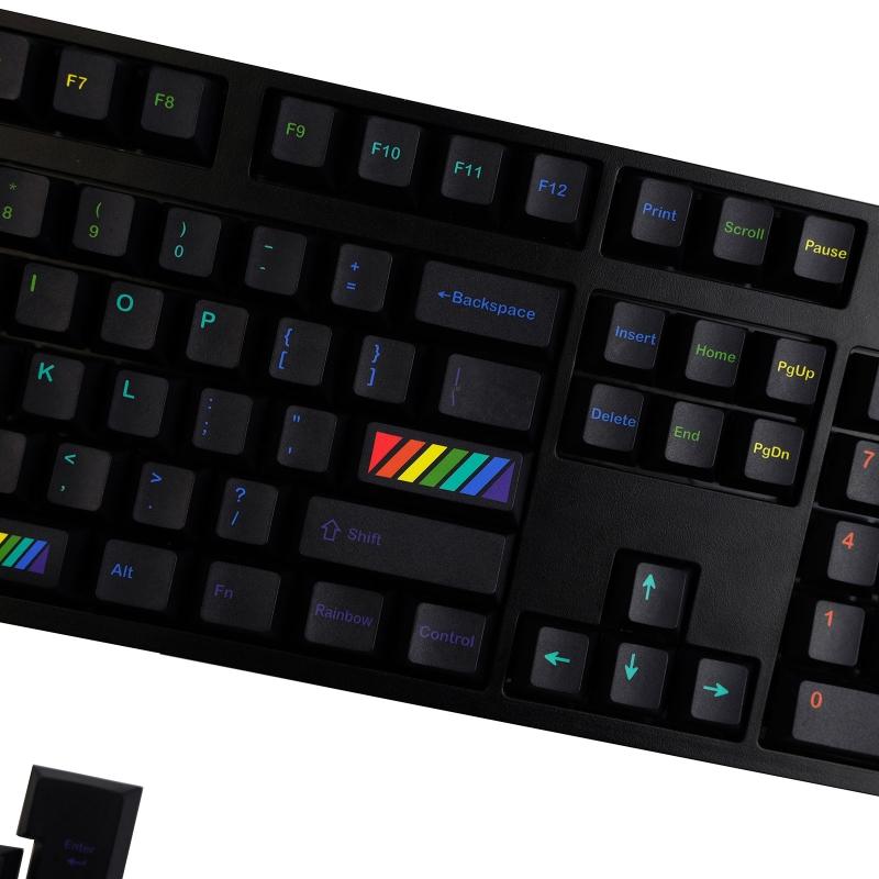 Midnight Rainbow Keycaps PBT Dye Sub for MX Hes  Mechanical Keyboard 142 Keys Fits 61 63 64 65 67 68 80