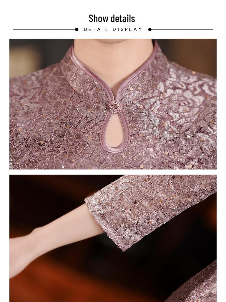 Elegant Light Purple Qipao: High-End Chinese Style Mother of the Groom Dress for Summer Wedding Banquets