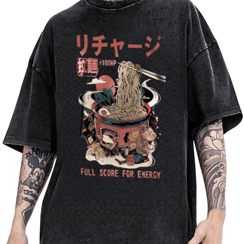 European Size Heavyweight Washed Men'S Vintage Graphic T-Shirt Streetwear Tee All Season Casual Shirt for Everyday Formal Outfits Urban Style