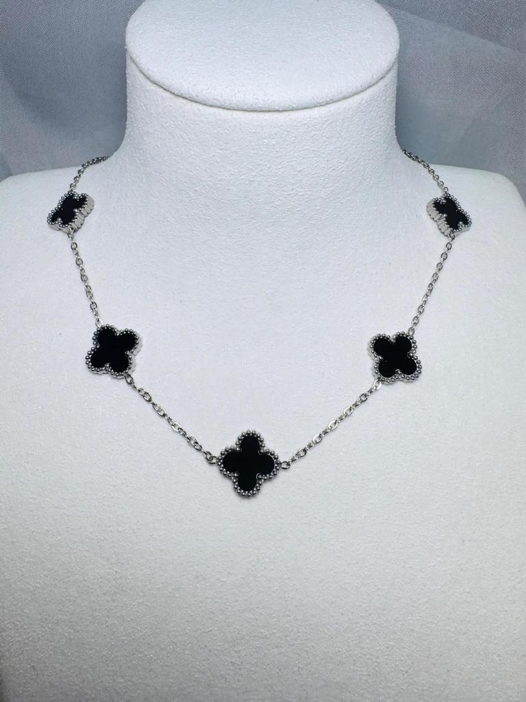 18K Gold 13mm Double-Sided Five-Flower Lucky Four-Leaf Clover Titanium Steel Fade-Resistant Necklace for Women Fashion Choker