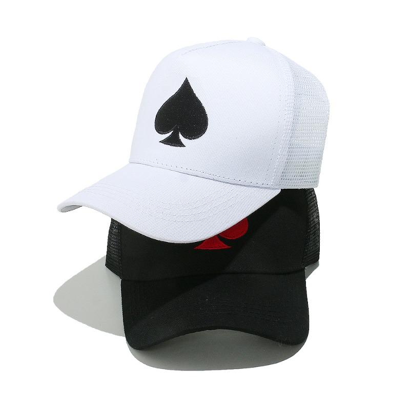 Cross border TEMU sunshade hat, hip-hop personalized peach heart poker baseball cap, mesh cap for men and women, adjustable