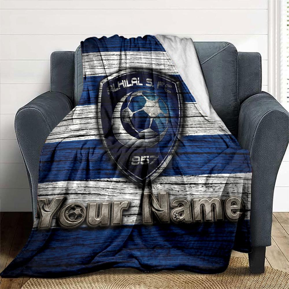 Name Custom Al-Hilal Print Flannel Blanket High Quality Warm Comfortable Cover for All Seasons Perfect for Gifts Home Decor