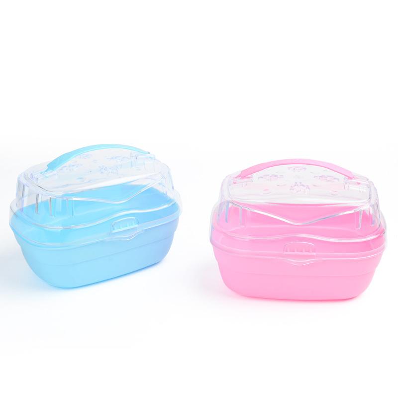 Portable Transparent Hamster Cage with Water Bottle Breathable Travel Carrier Suitable Small Pets Built-in Water Bottle Feeder
