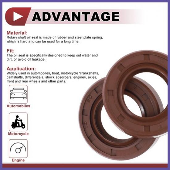 Oil Seal Seal Ring Rotary Shaft Seal FKM Rubber 20x35x8mm 2 Pcs